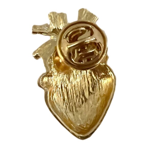 🧷🫀Anatomical Heart Pin in Gold-Tone Metal - Unique/Quirky/Cardiology/Love - Picture 6 of 6